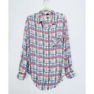 Free People We the Free Womens Medium Multicolored No Limits Plaid Tunic Top